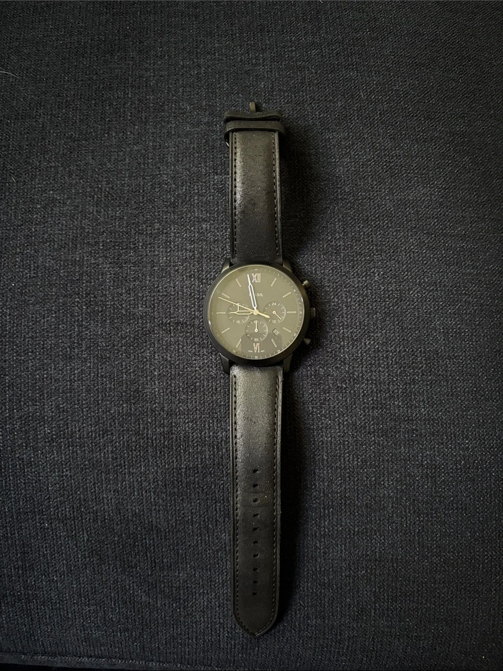 Fossil Men's Black Leather Chronograph Watch